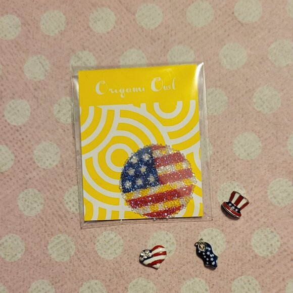 Red white and blue 4th of July origami owl - Picture 2 of 2